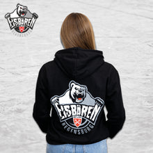 Lade das Bild in den Galerie-Viewer, Eisbären Hoodie vorne Schlägerkreuz + EBR, Ärmel mit Bärentatze, Rücken mit großem Logo
