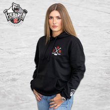 Lade das Bild in den Galerie-Viewer, Eisbären Hoodie vorne Schlägerkreuz + EBR, Ärmel mit Bärentatze, Rücken mit großem Logo
